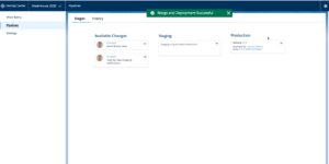 Salesforce DevOps Center - Merge and deployment to production successful. 