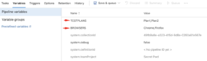 Define the configuration in Variables for Azure pipeline