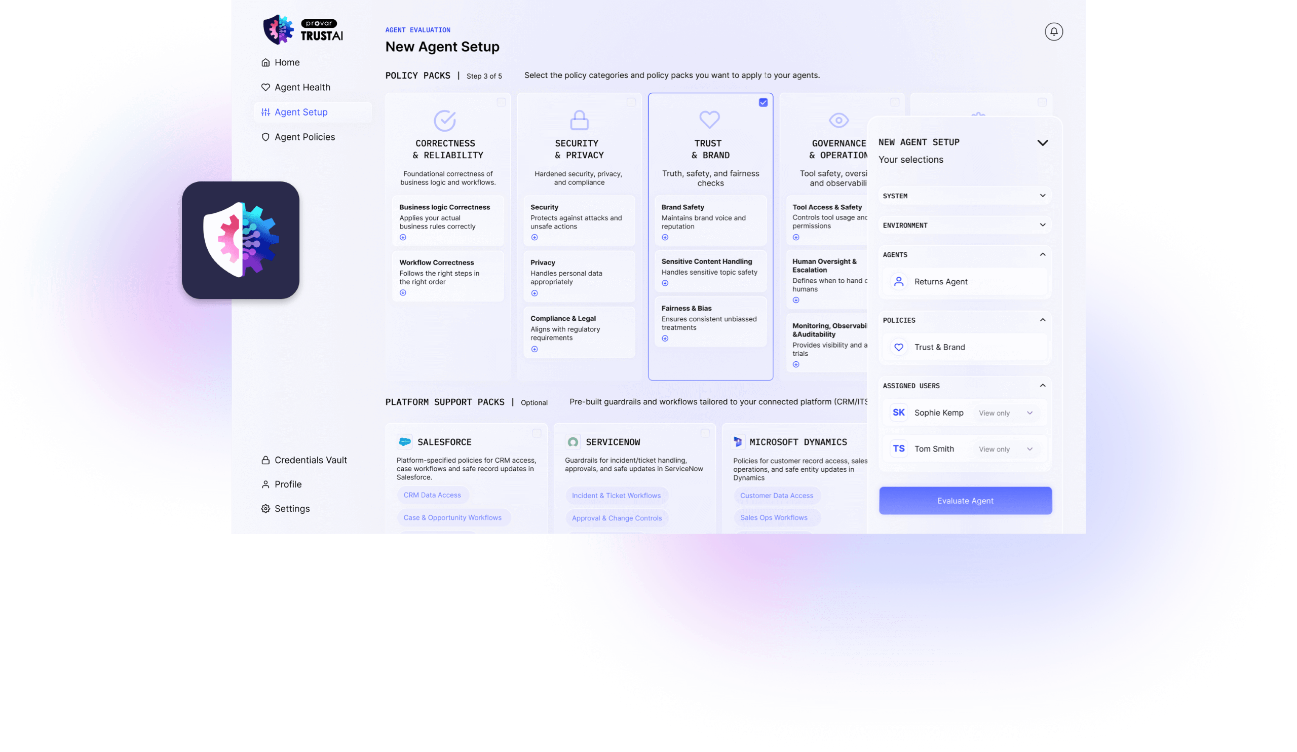 An interface of the Provar TrustAI dashboard,