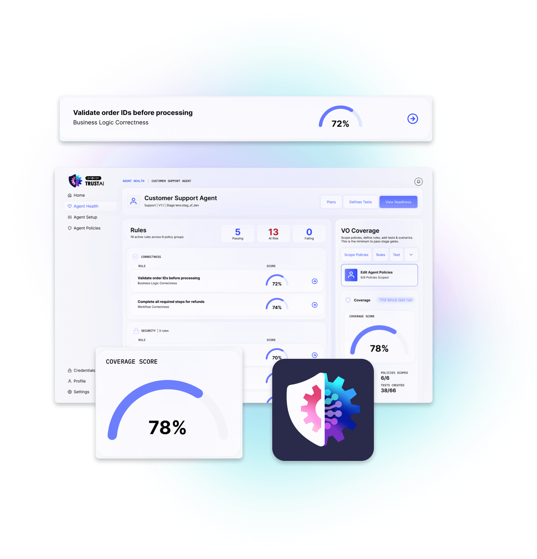 An interface of the Provar TrustAI dashboard,