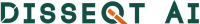 The DISSEQT AI logo features bold green typography with a stylized orange magnifying glass integrated into the letter “Q,” symbolizing analysis and intelligent insight.